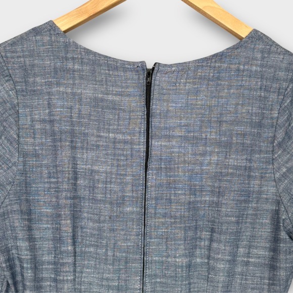 Nooworks Blue Textured Fit and Flare Dress Short Sleeve Scoop Neck USA Large - Picture 8 of 8